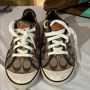 Coach Tan and Brown Kids Sneakers